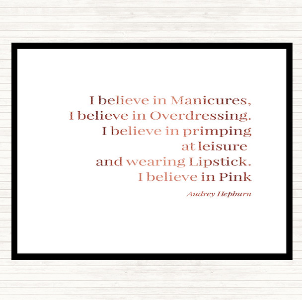 Rose Gold Audrey Hepburn Manicures Quote Placemat