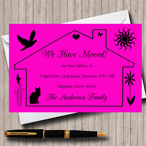 Pink Design New Home Change Of Address Moving House Cards