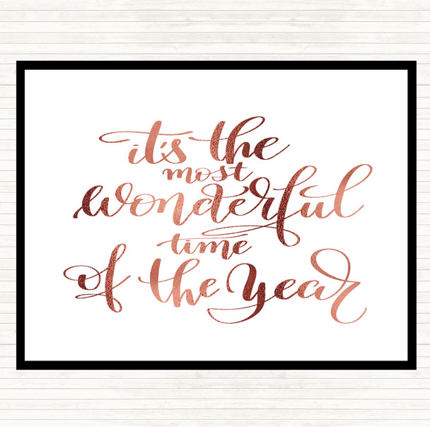 Rose Gold Its The Most Wonderful Time Of Year Quote Placemat