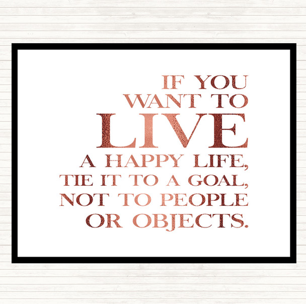 Rose Gold Live A Happy Life Quote Placemat