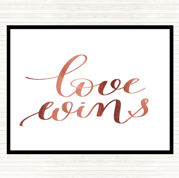 Rose Gold Love Wins Swirl Quote Placemat