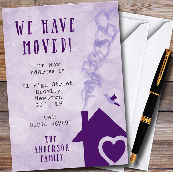 Purple Heart House New Home Change Of Address Moving House Cards