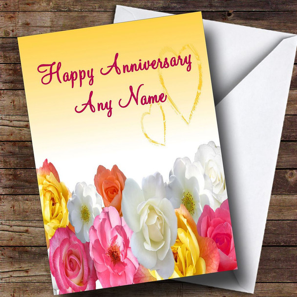 Yellow Flowers Customised Anniversary Card