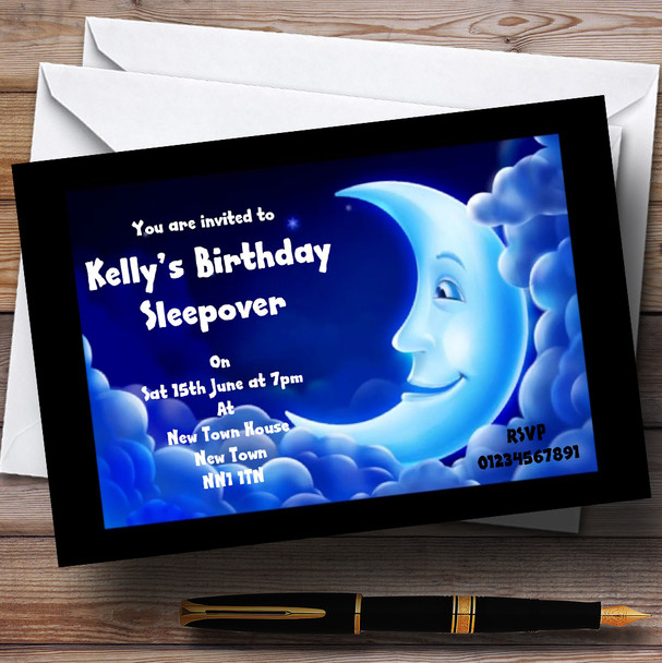 Moon Slumber Sleepover Pyjama Customised Party Invitations