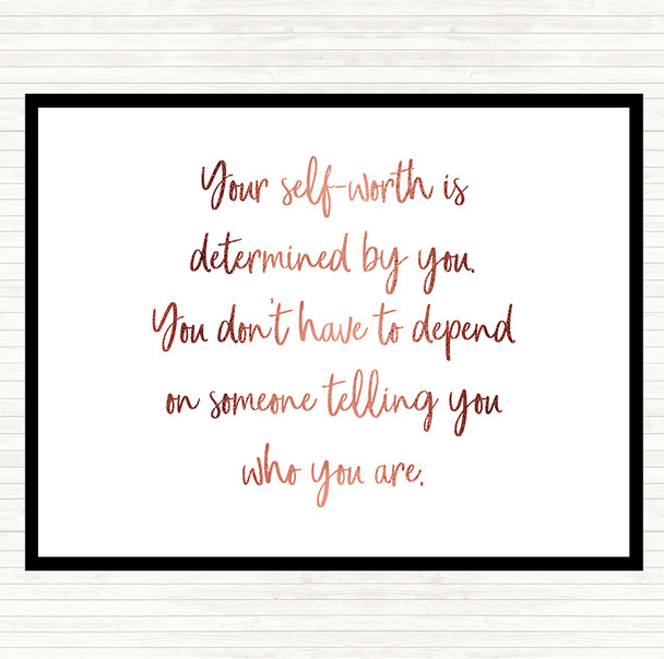 Rose Gold Self Worth Quote Placemat