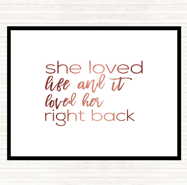 Rose Gold She Loved Life Quote Placemat