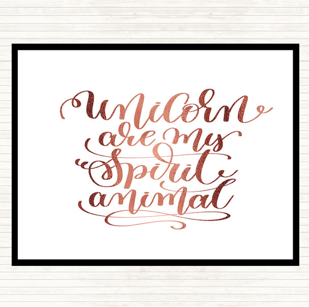 Rose Gold Unicorn Spirit Animal Quote Placemat