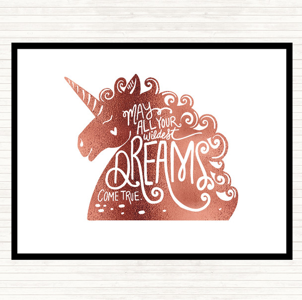 Rose Gold Wildest Dreams Unicorns Quote Placemat