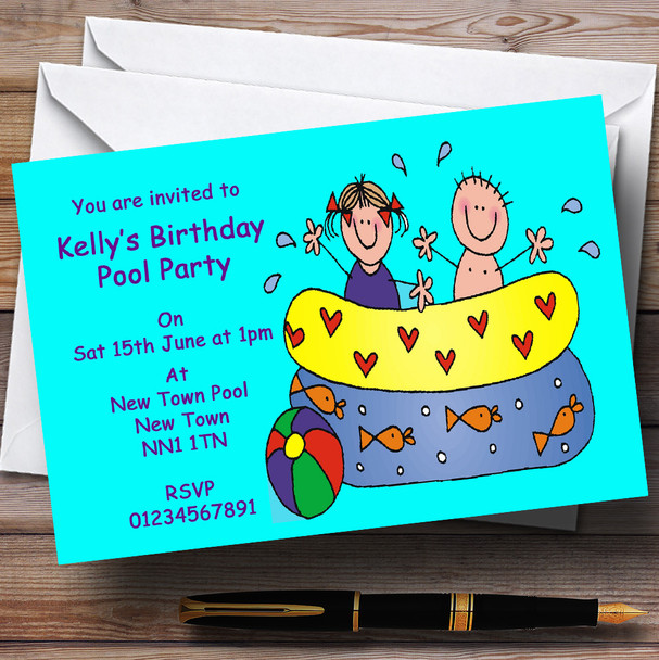 Splash Swimming Pool Children's Customised Party Invitations