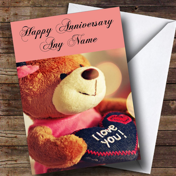 I Love You Teddy Customised Anniversary Card