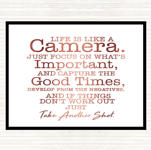 Rose Gold Camera Quote Placemat