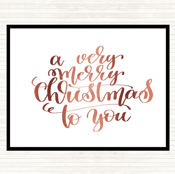 Rose Gold Christmas Ha Very Merry Quote Placemat