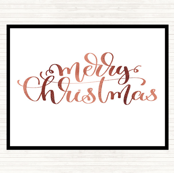 Rose Gold Christmas Merry Xmas Quote Placemat