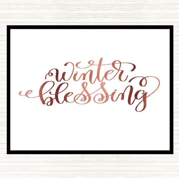 Rose Gold Christmas Winter Blessing Quote Placemat