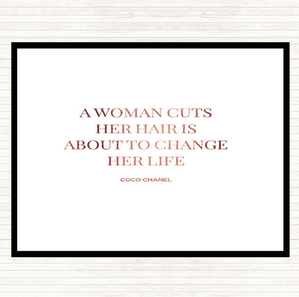 Rose Gold Coco Chanel Cut Hair Quote Placemat