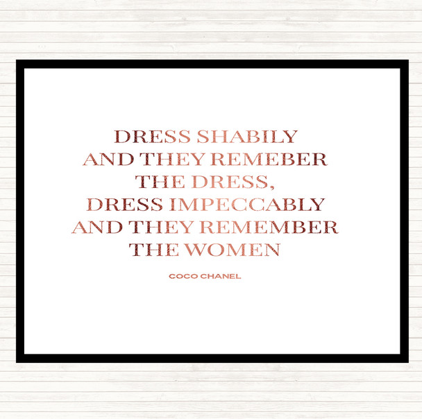 Rose Gold Coco Chanel Dress Quote Placemat