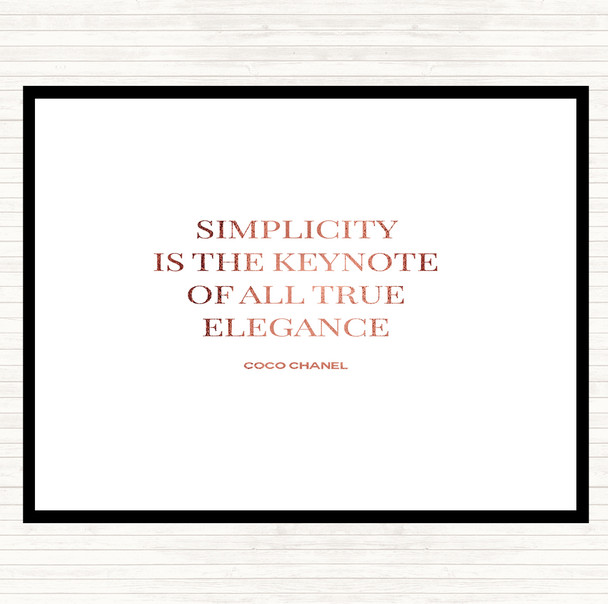 Rose Gold Coco Chanel Simplicity Quote Placemat