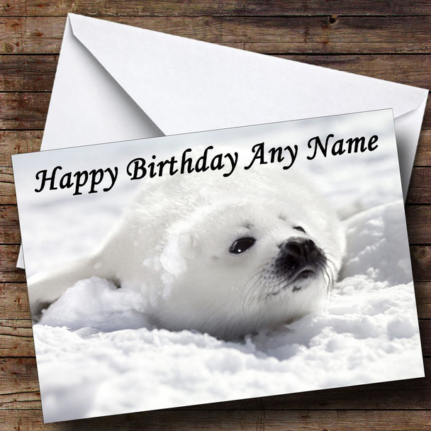 Seal In The Snow Customised Birthday Card