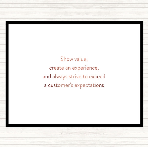 Rose Gold Exceed Customers Expectations Quote Placemat