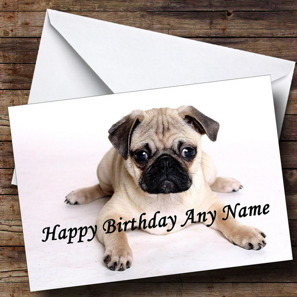 Little Pug Puppy Dog Customised Birthday Card