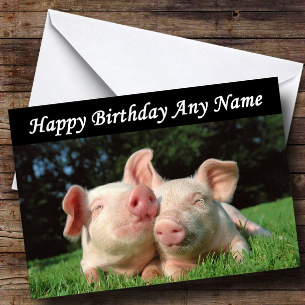 Pigs Customised Birthday Card