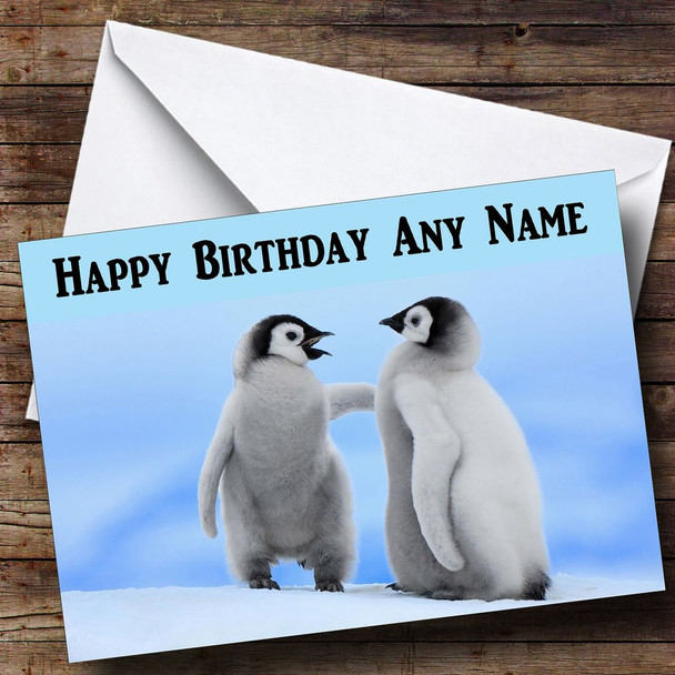 Two Penguins Customised Birthday Card