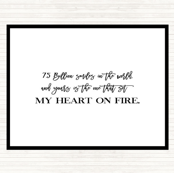 White Black Heart On Fire Quote Placemat