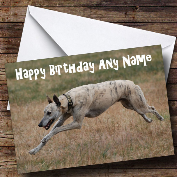Greyhound Dog Running Customised Birthday Card