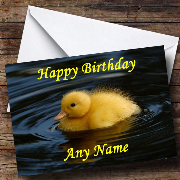 Duckling In Water Customised Birthday Card
