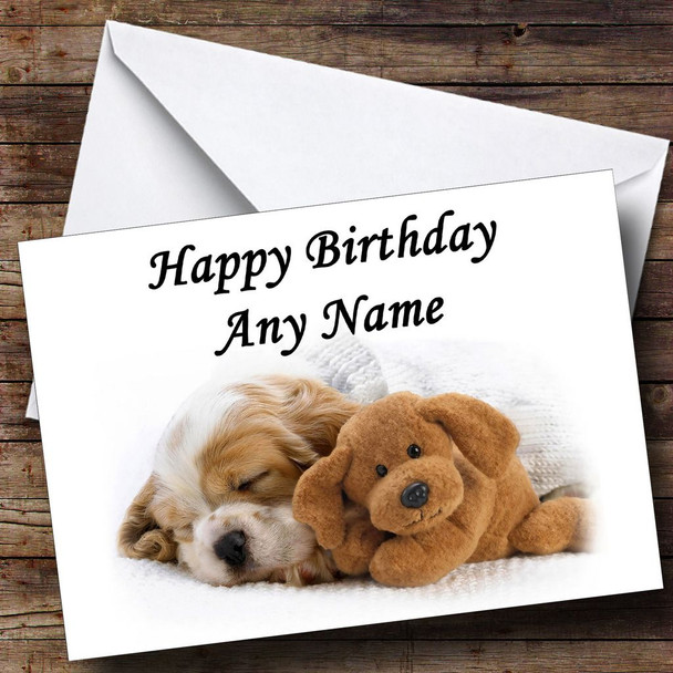 Puppy Dog & Teddy Sleeping Customised Birthday Card