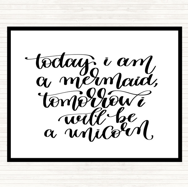 White Black Mermaid And Unicorn Quote Placemat