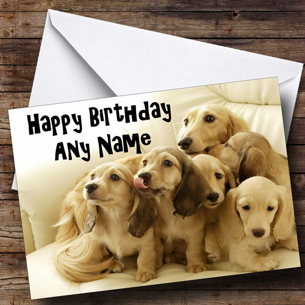 Dachshund Puppy Dogs Customised Birthday Card