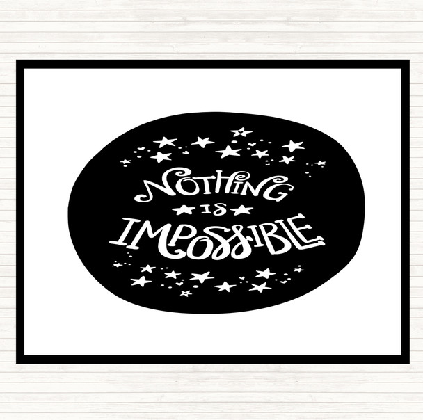 White Black Nothing Impossible Unicorn Quote Placemat