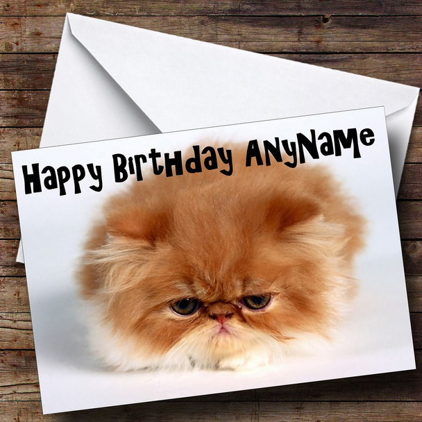 Persian Kitten Ball Of Fur Customised Birthday Card