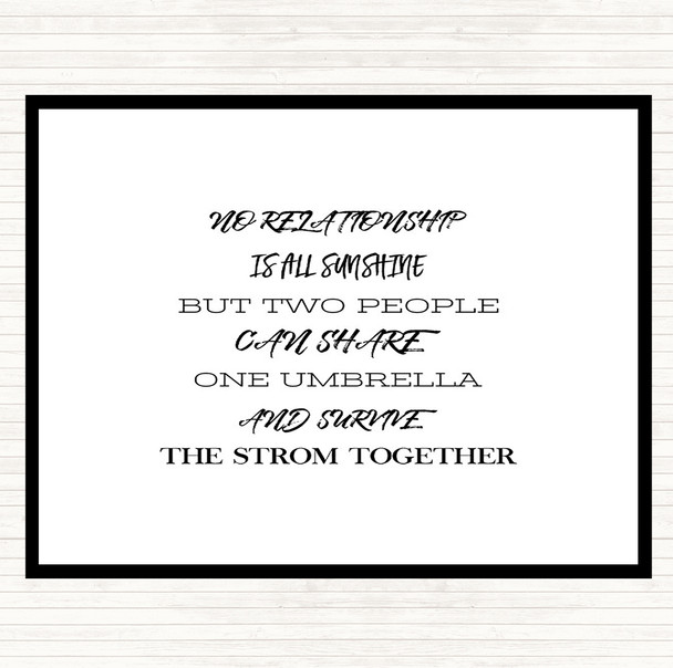 White Black One Umbrella Quote Placemat