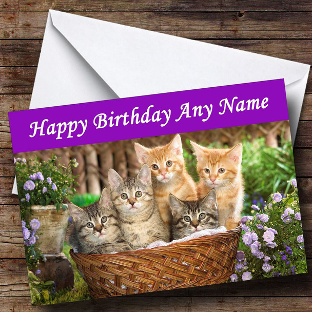 Kittens In A Basket Customised Birthday Card