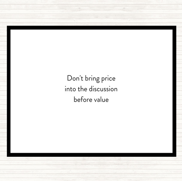White Black Price Before Value Quote Placemat
