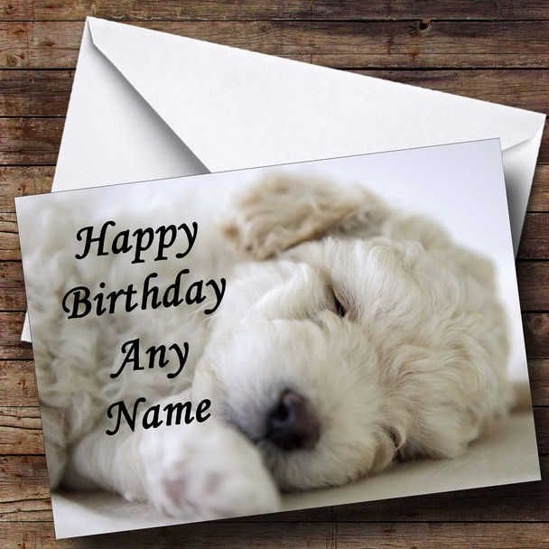 Gorgeous Bichon Frise Puppy Dog Asleep Customised Birthday Card
