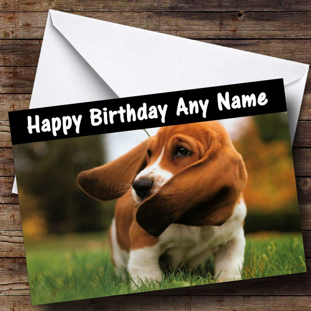 Gorgeous Basset Hound Dog Customised Birthday Card