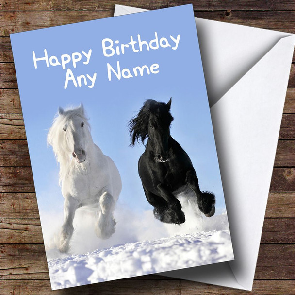 Grey & Black Horse Customised Birthday Card