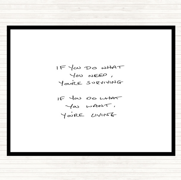 White Black Surviving Quote Placemat