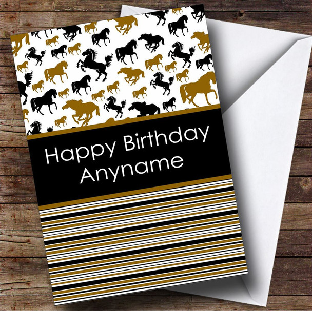 Stripy Horses Customised Birthday Card