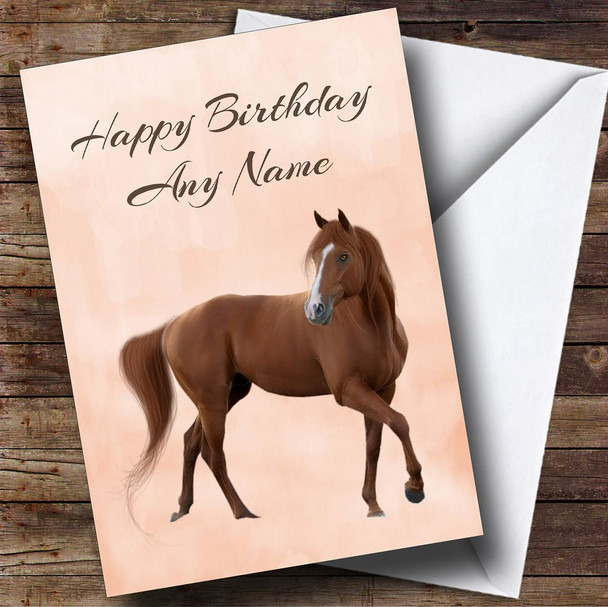 Pretty Watercolour Horse Customised Birthday Card