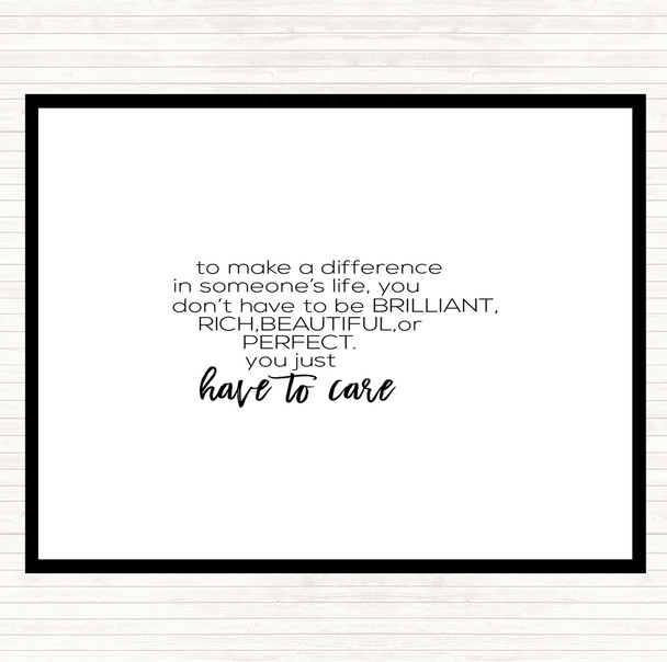 White Black To Make A Difference Quote Placemat