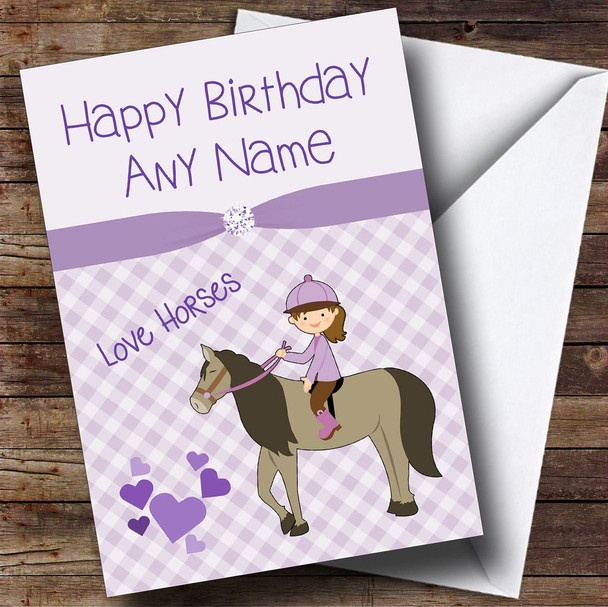 Lilac Horse Lover Customised Birthday Card