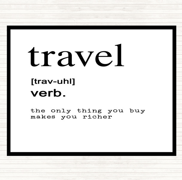 White Black Word Definition Travel Quote Placemat