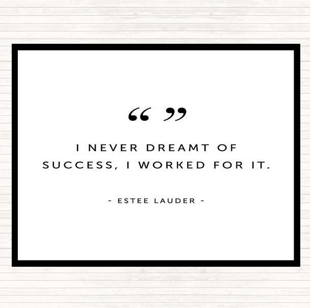 White Black Worked For Success Quote Placemat