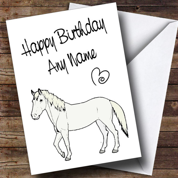 Grey Horse Customised Birthday Card