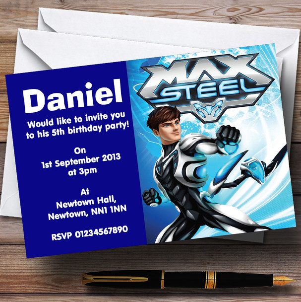 Max Steel Customised Children's Birthday Party Invitations