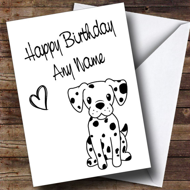 Cute Stick Dalmatian Dog Customised Birthday Card
